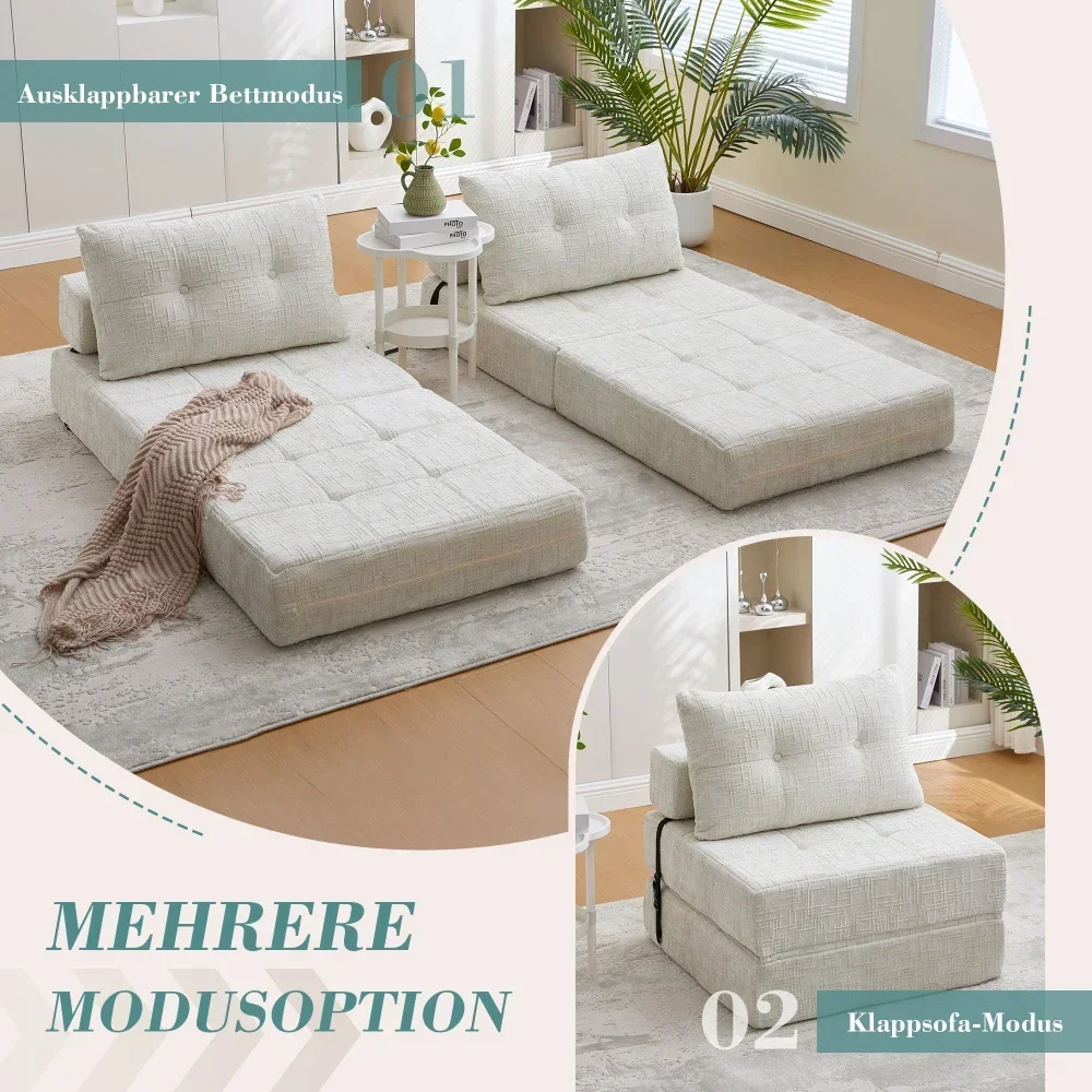Bequeme Klappmatratze mit Rückenlehne, tragbares Schlafsofa für das Wohnzimmer