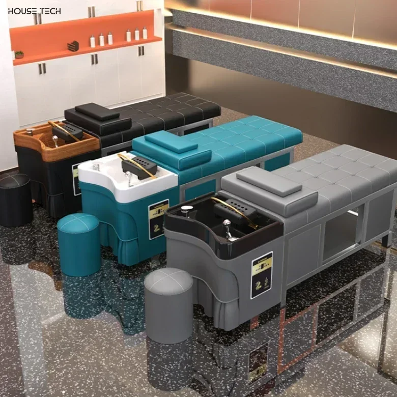 nova cama de shampoo de cabeleireiro especial para salão de beleza. Fumigação especial de circulação de água para barbearia e salão de cabeleireiro.