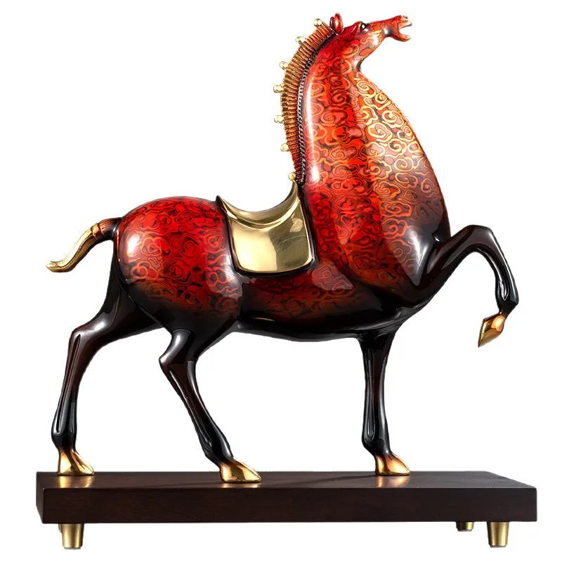 New Chinese-style copper horse ornament, pure copper handicrafts, entrance wine cabinet, living room decoration, opening,