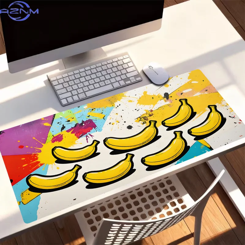 1pc Extra-Large, Non-Slip, Durable Desk Mat, Mouse Pad, Featuring a Pop Art Style Banana Pattern, Rubber Base, for Office, Compu