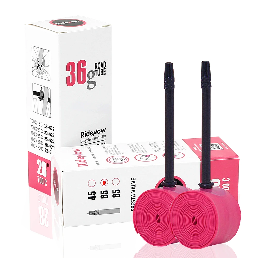 Ridenow-Ultralight Road Bicycle Inner Tube, TPU Material, Presta Valve, 65mm Length, 700C, 18C-32C, 36g view 2