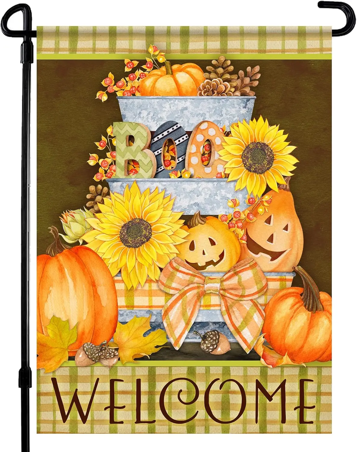 Halloween Garden Flag - Fall Pumpkins Welcome Halloween Garden Flags 12x18 Double Sided - Trick or Treat Garden Flag - Outdoor H