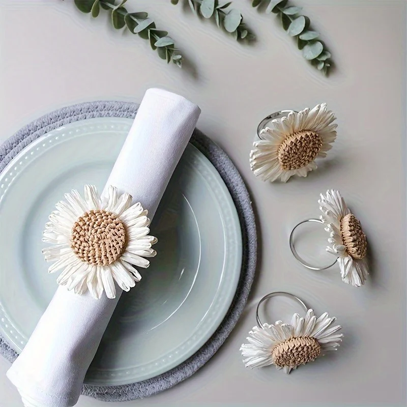 Sunflower Napkin Rings, Napkin Holders, Napkin Rings, Suitable for Birthdays, Weddings, Thanksgiving, Christmas
