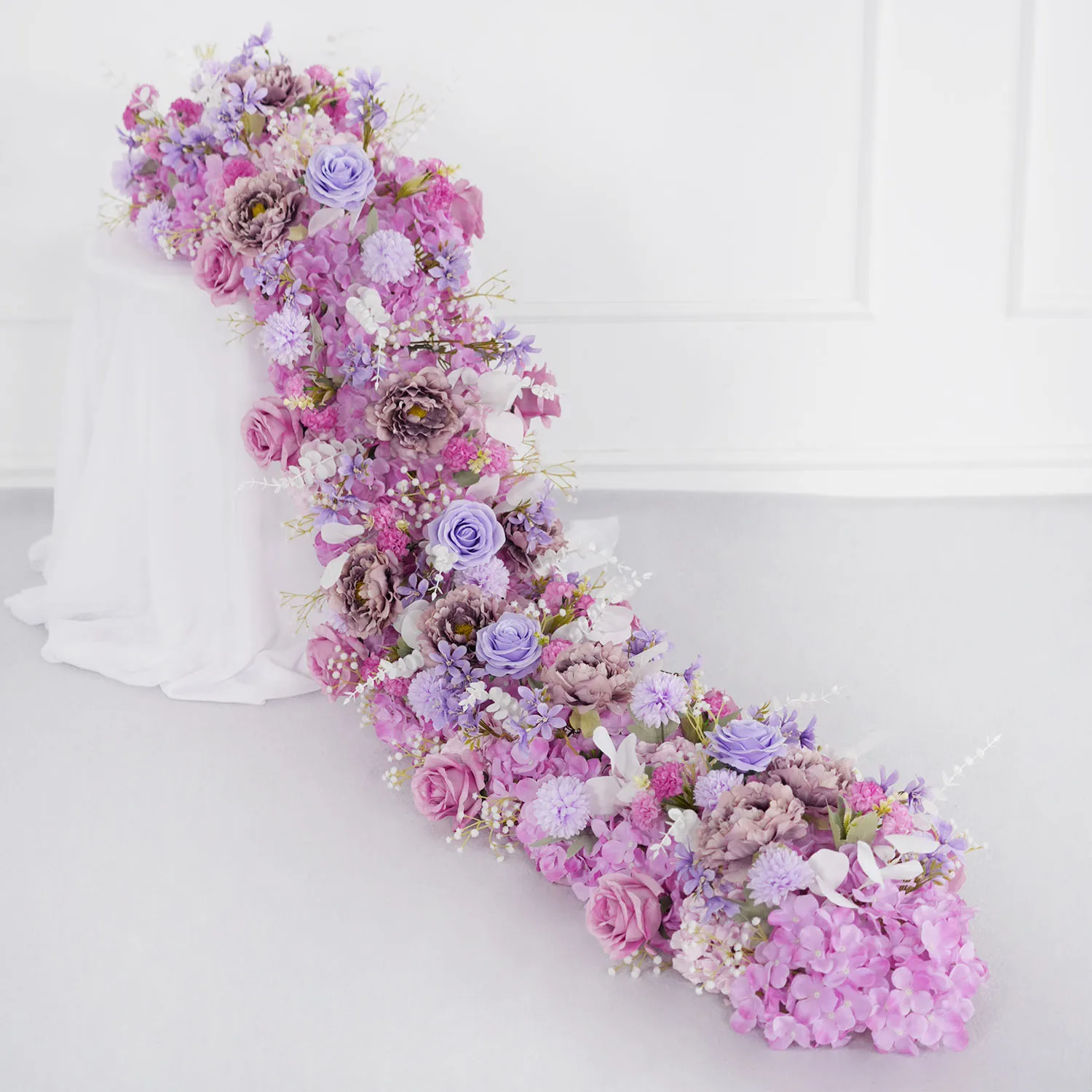 

Uflower Red White Purple Flower Arrangement Wedding Table Decor Flower Row Runner Artificial Flower Event Party Backdrop Prop