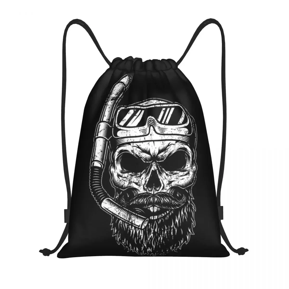 Custom Scuba Skull Drawstring Bags Women Men Lightweight Dive Sports Gym Storage Backpack