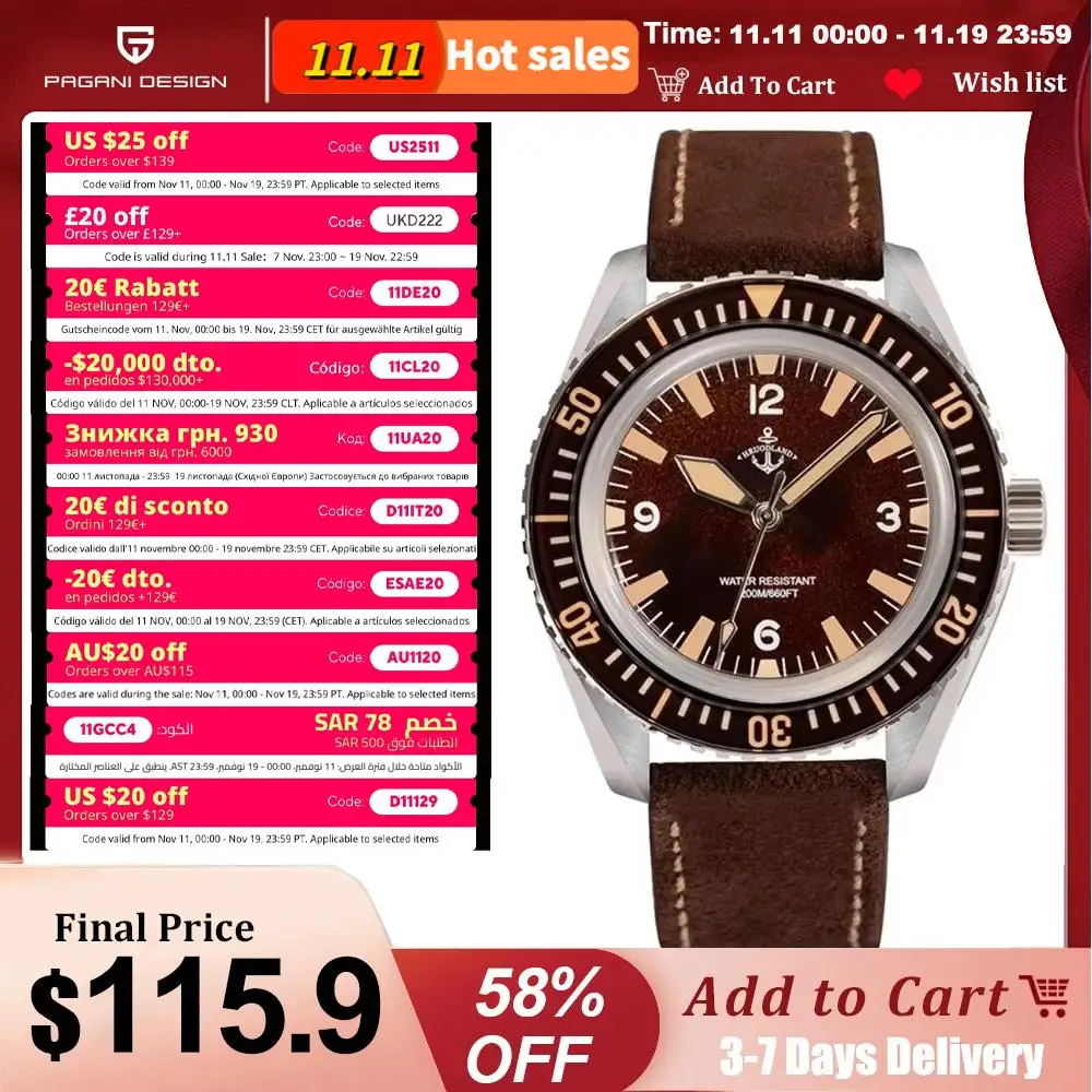 Hruodland F025 ريترو ساعة رياضية للرجال NH35 التلقائي الميكانيكية الفولاذ المقاوم للصدأ حزام من الجلد الغوص reloj hombre ساعة للرجال