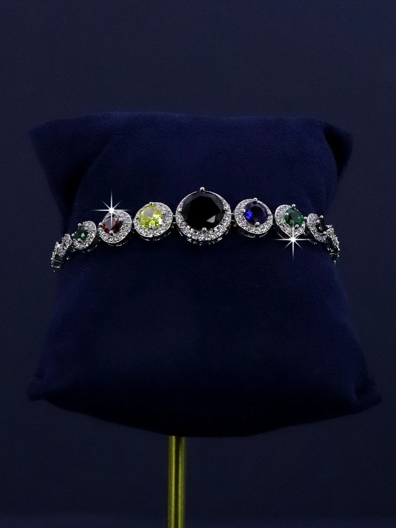 4PCS Platinum Plated Round Colorful Necklace Dubai Saudi Arabian Bridal Wedding Jewelry Luxury Set.