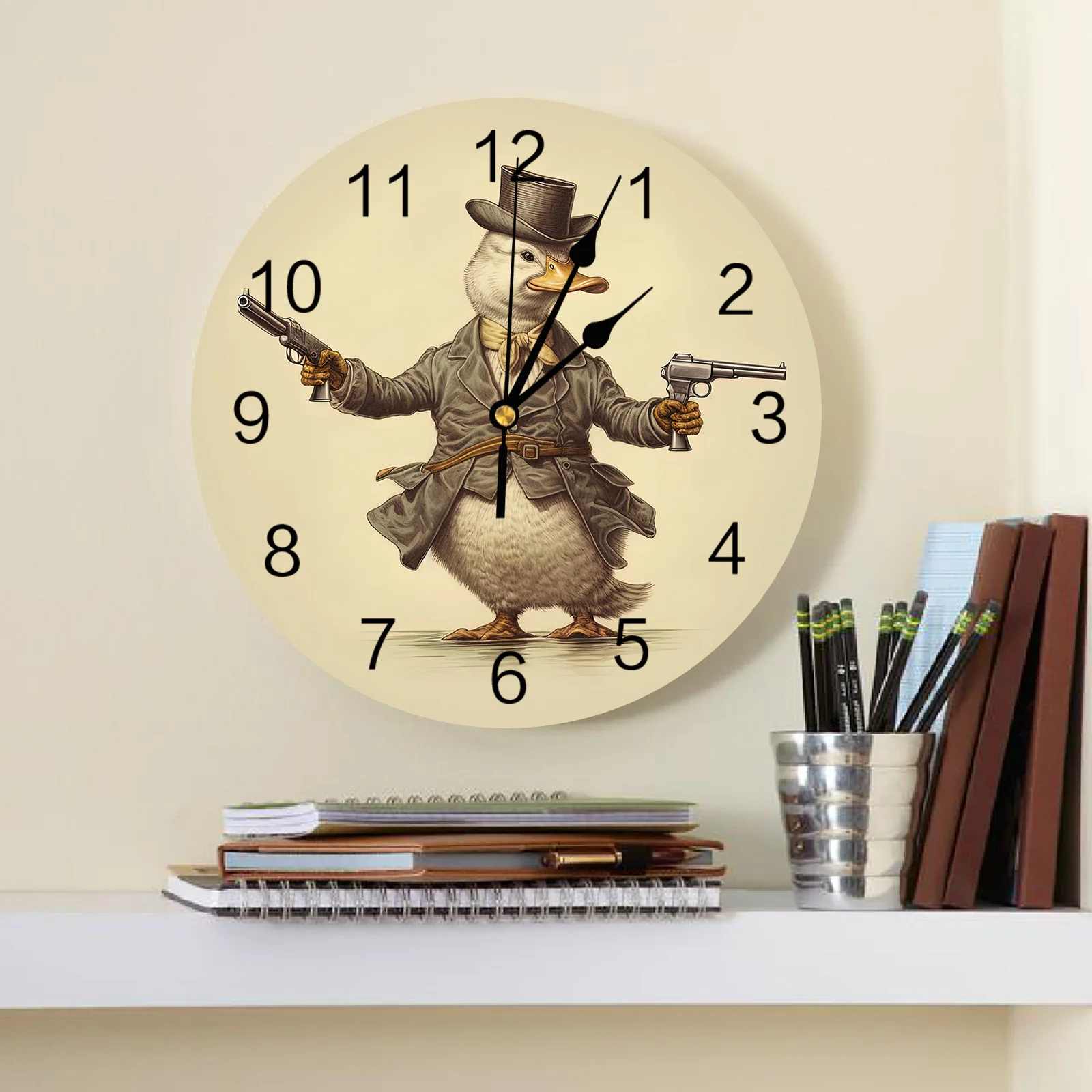 Cartoon Duck Wall Clock Silent Digital Clocks for Home Bedroom Kitchen Decoration Hanging Watch