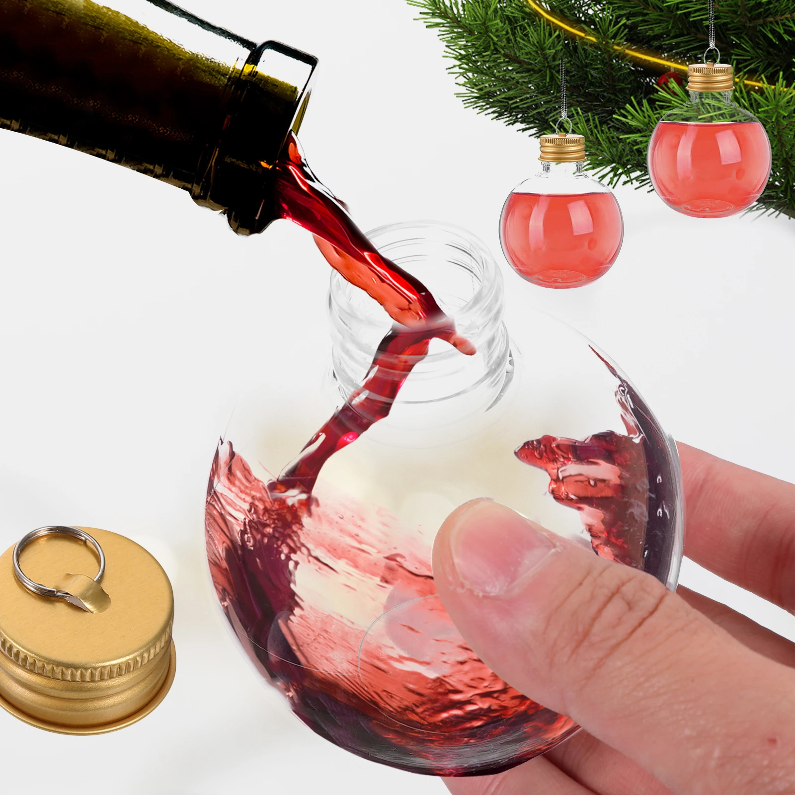 

Fillable Christmas Decorations 10pcs Bulb Shape Bottle Ornaments Juice Storage Pendant for Home Holiday Party Gifts