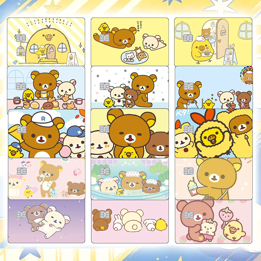 Rilakkuma Matte Sticker Cartoon Cute Credit Card Skin Stickers for VISA JCB MasterCard and Other IC Bank Card Decoration