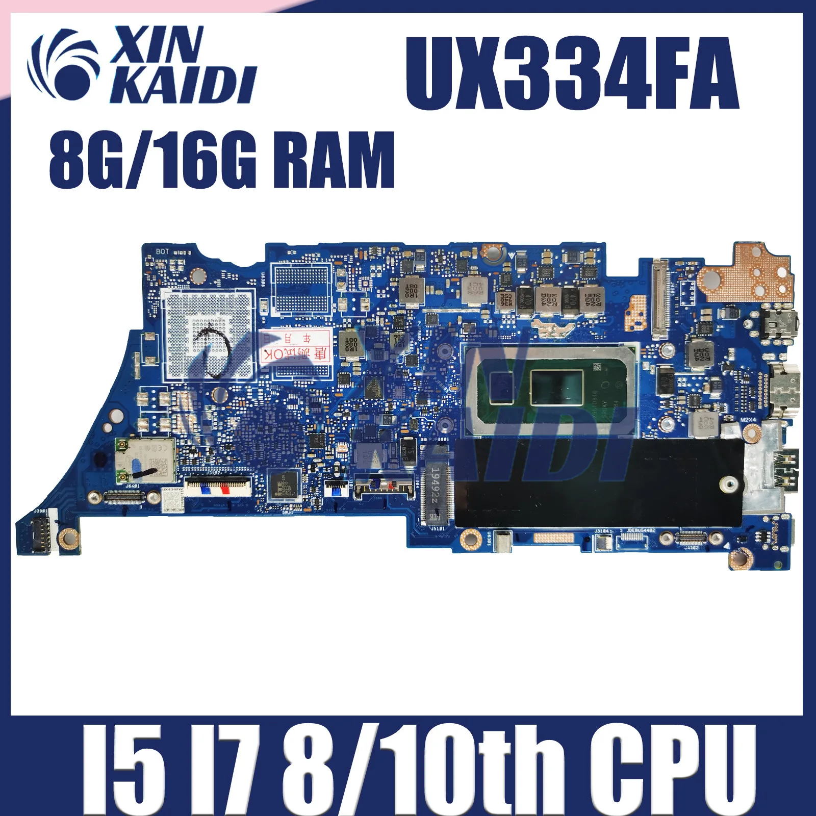 UX334FA Motherboard For ASUS UX334F UX334FL UX434FA UX434FL UX463FL U4600F UX334 Mainboard With i5 i7-8/10th 8G-16G 100% Working