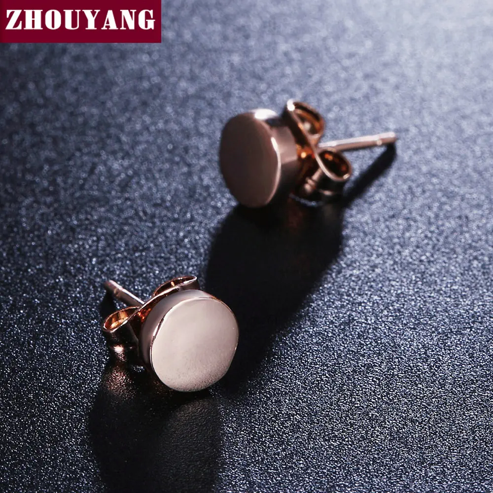 Top Quality Concise Smooth Round Rose Gold Color Stud Earring ZYE573 ZYE581 ZYE584