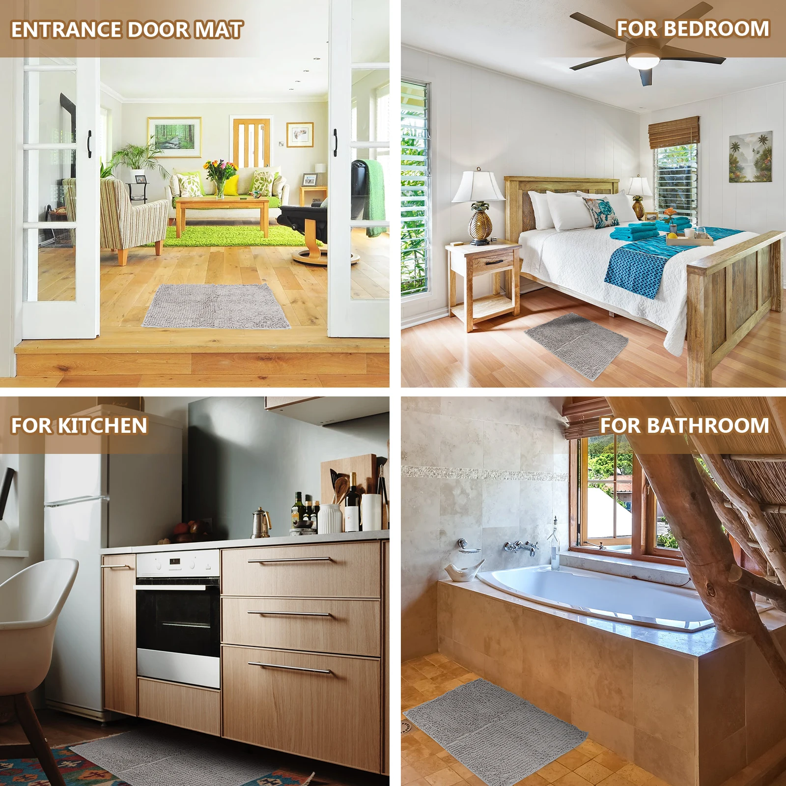 

1 pc Chenille Bath Mat Thickened Non Slip Floor Rug For Home Bathroom Machine Washable Soft Foot Pad Practical Anti Skid