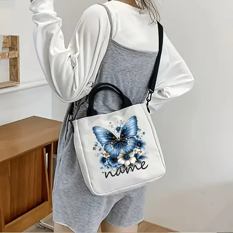 Custom Women's Crossbody Bag, Personalized Name, Featuring a Butterfly Floral Design, Perfect for Gifting to Family, Girlfriends