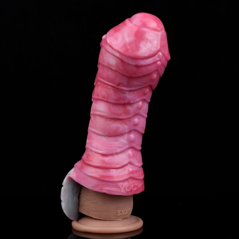 FAAK Realistic Penis Sheath Reusable Silicone Condom Monster Dildo Sleeve Cock Sex Toys Enlargement Extender Men Penis Sleeve