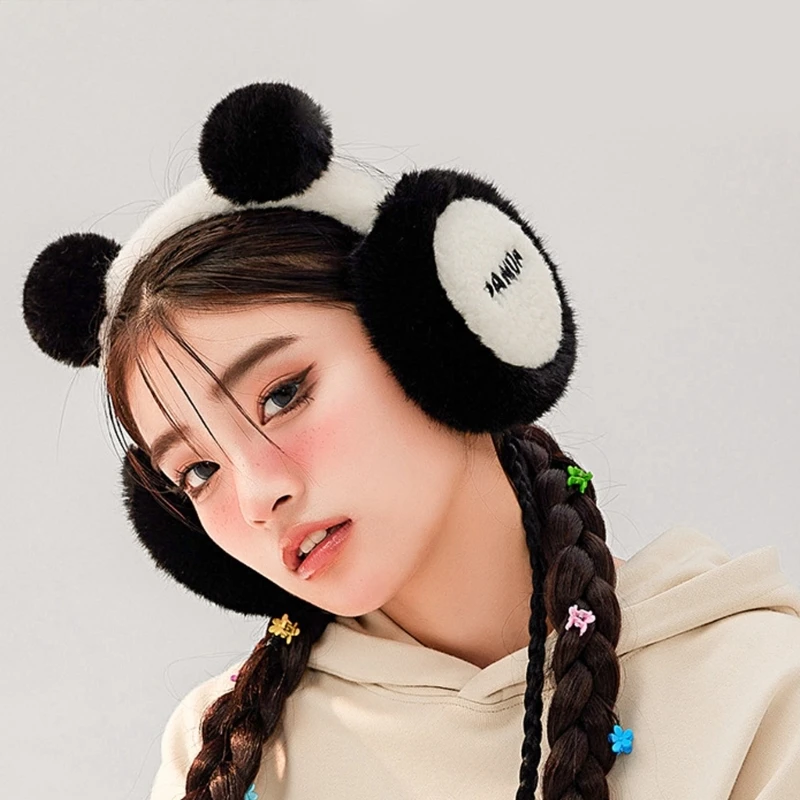 

50JB Panda Ear Muffs Panda Earflap Panda Ear Warmer Panda Earmuffs Foldable Earmuff