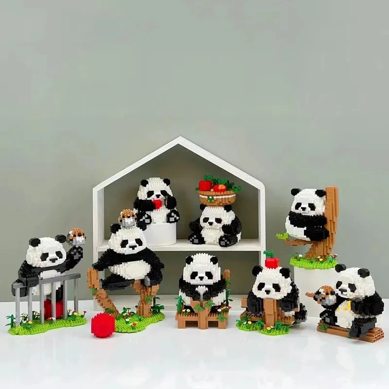 Lovely Panda Micro Building Blocks Kawaii Ailuropoda melanoleuca Animal Zoo Mini Bricks Home Decoration Toys For Children