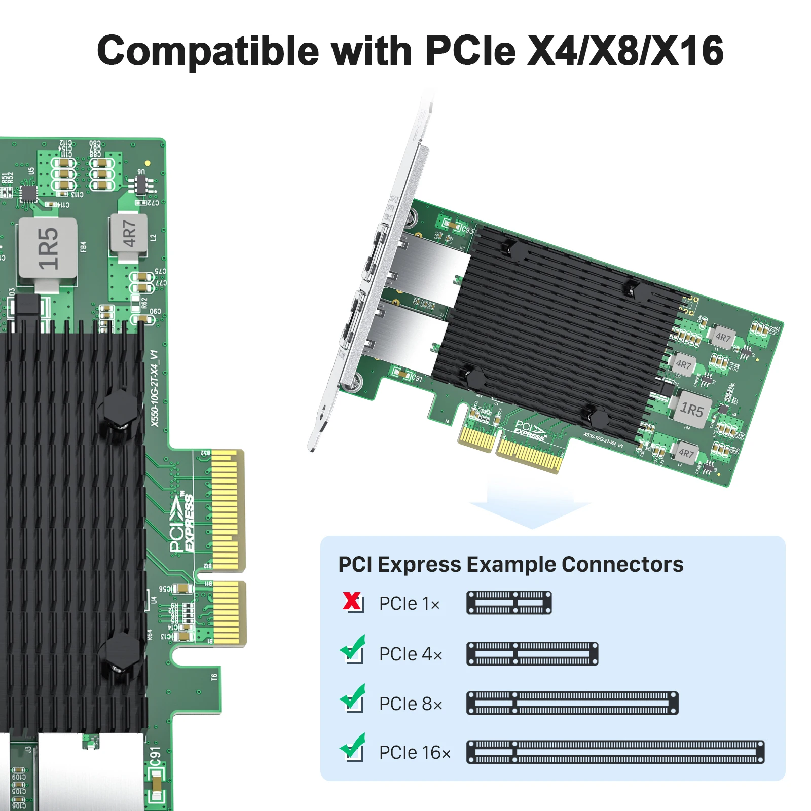 10Gb PCI-E NIC Network Card,PCI Express Ethernet LAN Adapter Support Windows Server/Linux/ESX, Compare to Intel X550-T2