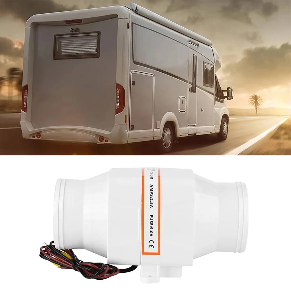 

3 Inch Inline Marine Ventilation Fan Bilge Blower for Yacht and RV 130 CFM Airflow Hose Connectors for Standard Blower Hoses