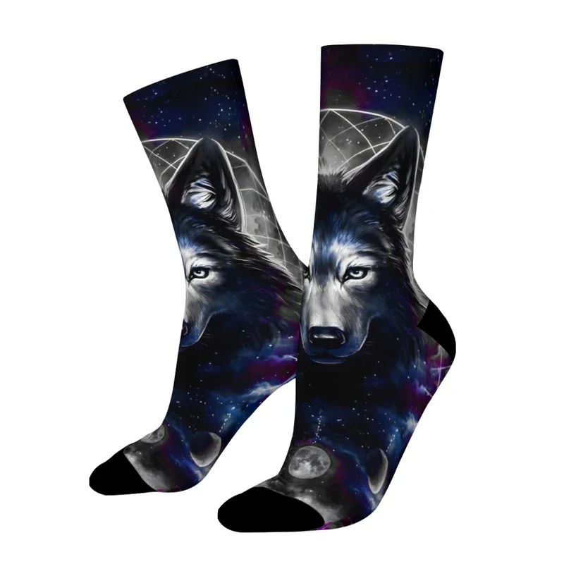 Planet Dark Space Galaxy Wolf Straight Socks Male Mens Women Summer Stockings Polyester Polyester