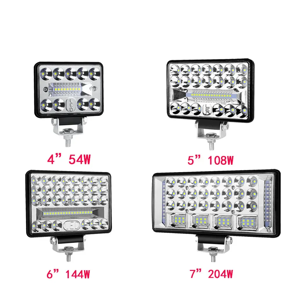 2szt 4-calowe 5-calowe 6-calowe listwy świetlne LED Offroad Spot Flood LED Światło robocze do ciężarówki Samochód Łódź Ciągnik 4x4 Atv Reflektory