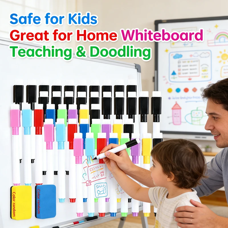 Whiteboard Marker Pen Dry Erase Markers with Eraser Cap for Office School Stationery Magnetic White Board Markers Pen Dry Erase