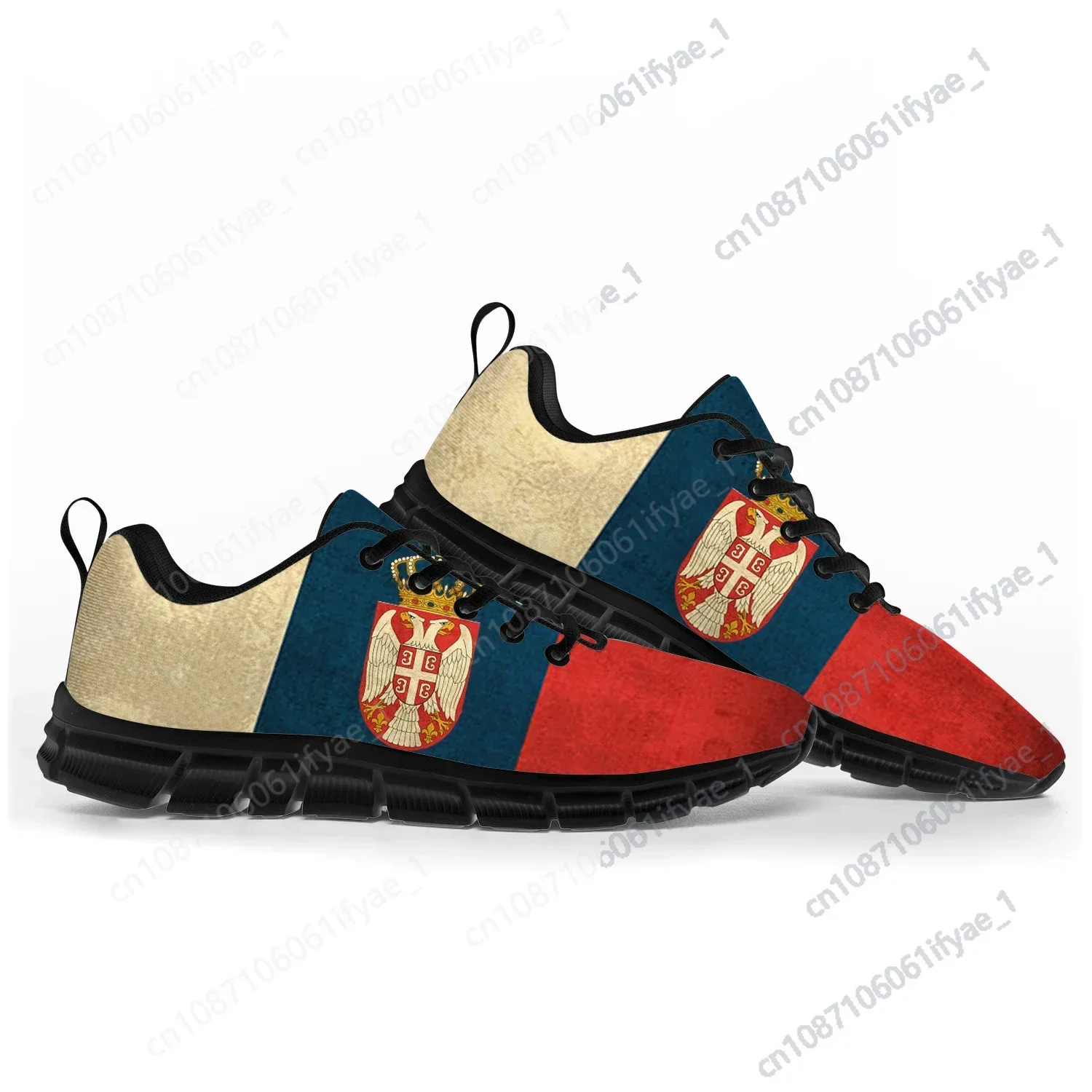 Zapatos deportivos con bandera de Serbia para hombres, mujeres, adolescentes, niños, zapatillas de deporte casuales de Serbia, zapatos de pareja personalizados de alta calidad