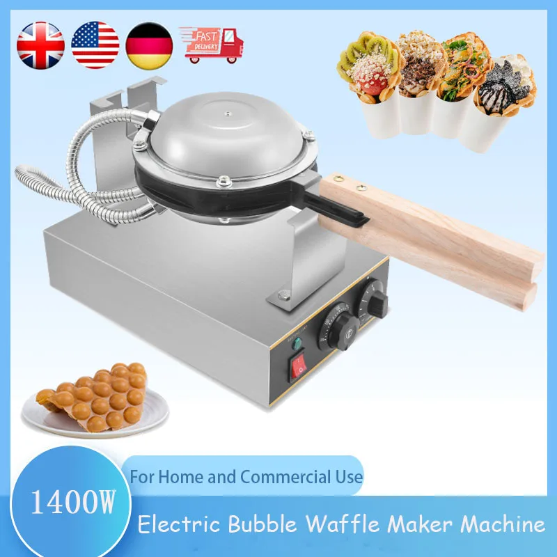 

Electric Egg Waffle Maker Machine, Bubble Cake Plate, Cooking Kitchen Appliances, Non-stick, Rotating Breakfast Tool, 1400W