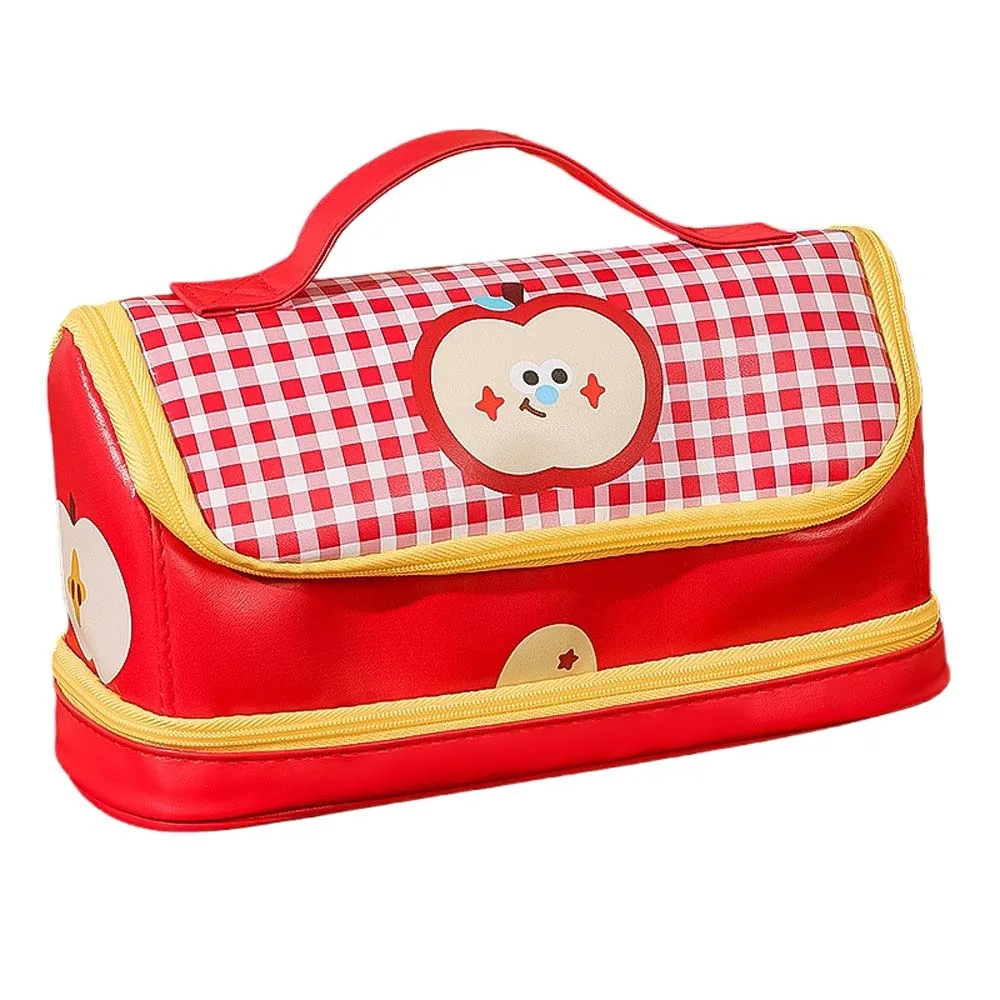 

Hand-held Cartoon House Pen Bag Big House Shape Food Fruit Burger Cow PU Stationery Bag PU Leather Waterproof Large Capacity