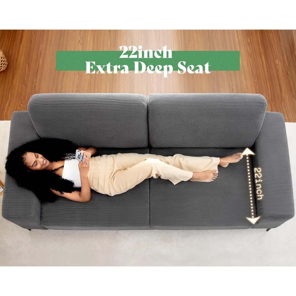 أريكة سروال قصير رمادي 89 فاخر - أريكة حديثة ذات 3 مقاعد للجلوس العميق لراحة غرفة المعيشة #6