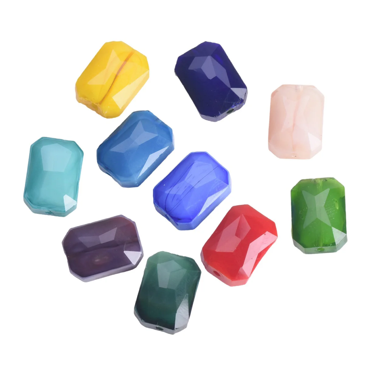 

10pcs Rectangle Shape 14x10mm Faceted Opaque Glass Loose Beads For Jewelry Making DIY Crafts Findings