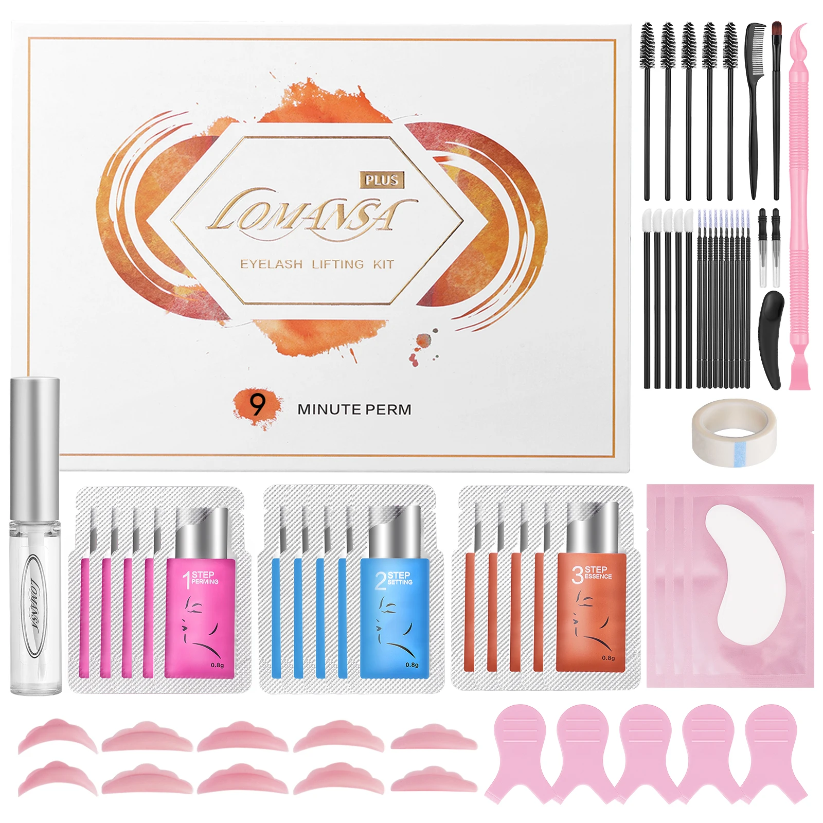 Lomansa 15 Pieces/Lot 8-12 Minutes Brow Lamination Kit 2 In 1 Sachet Perm Fixation Lotion Lash Lifting 6-8 Weeks Makeup Tools