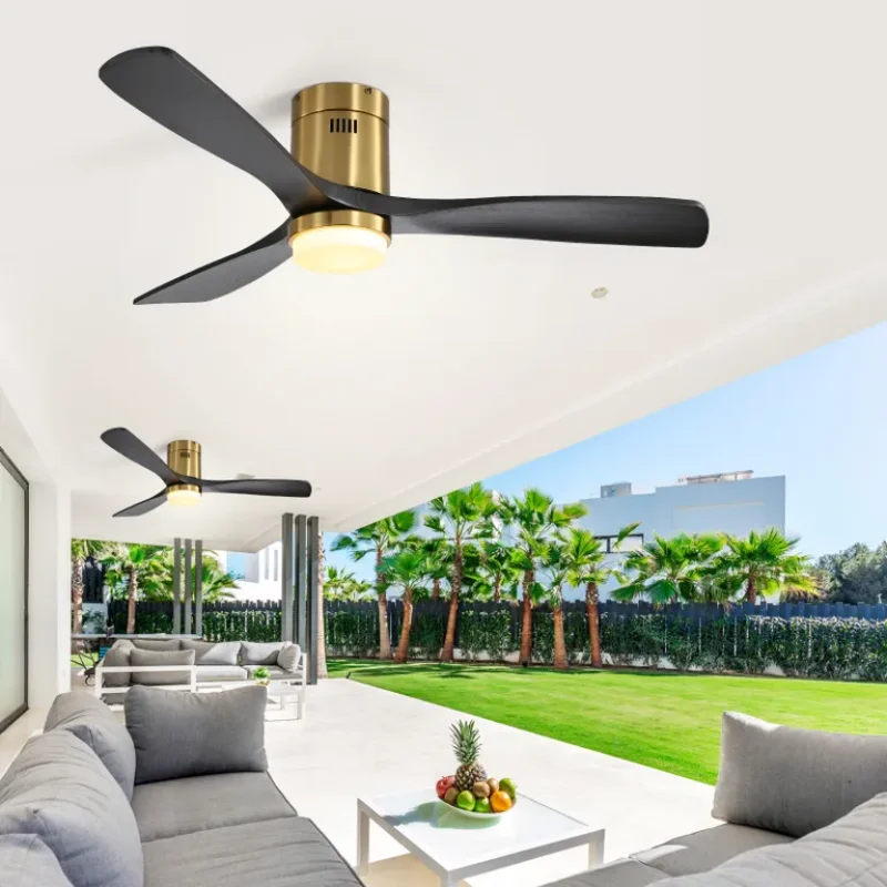 Sofucor Modern 52-inch Ceiling Fan Solid Wood with Adjustable LED DC 6-speed High wind and Remote control