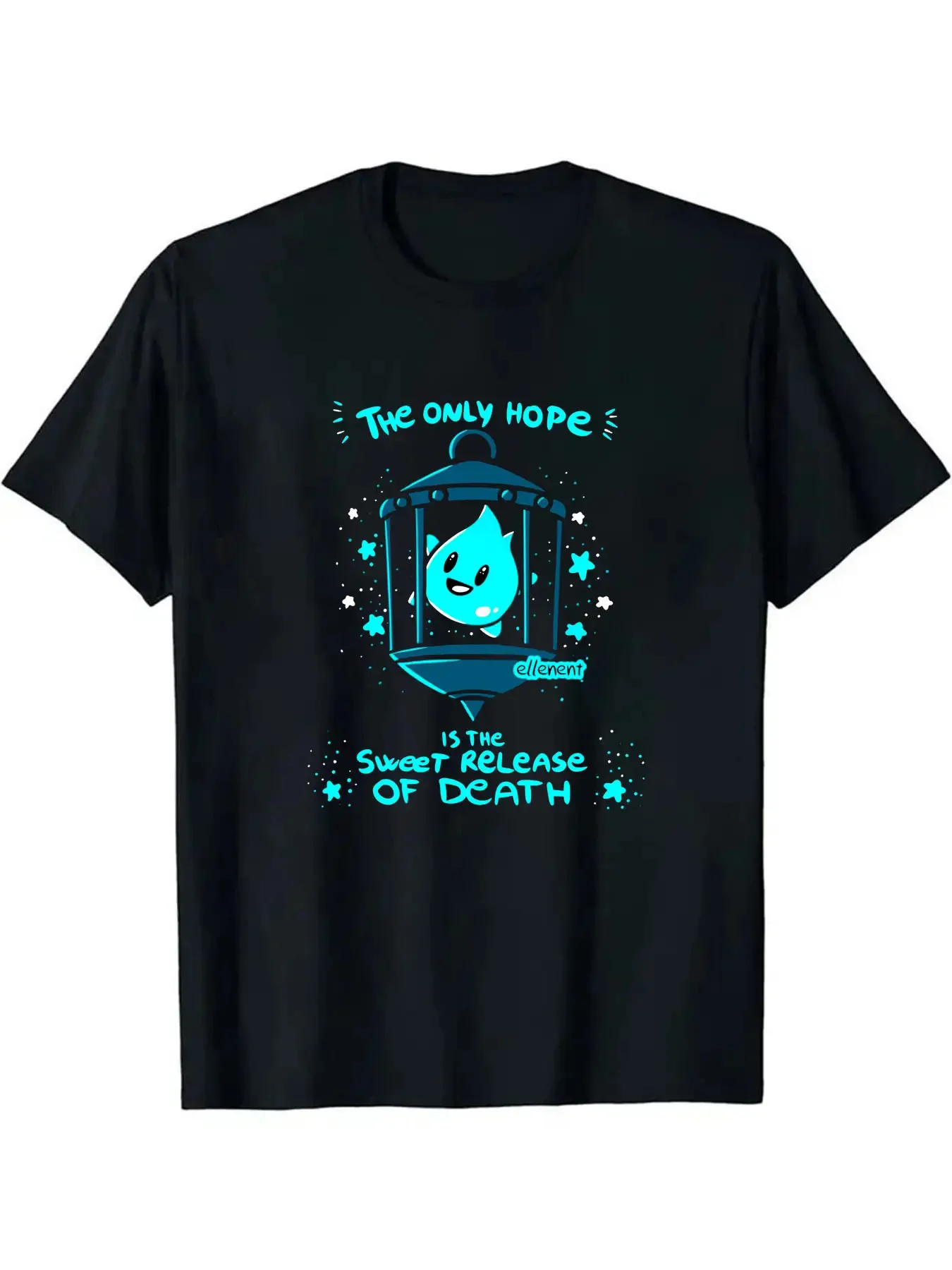 T-shirt décontracté à motif bohème avec imprimé lampe d'Aladdin noir et vert-bleu, inspiré du style arabe. It's Co