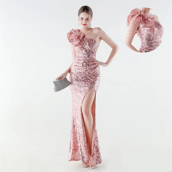 

Prom Women Dress Party Long Off Shoulder Sequin Dresses Wedding Guest Elegant Mermaid Skirt Evening Dress Champagne Maxi Dress