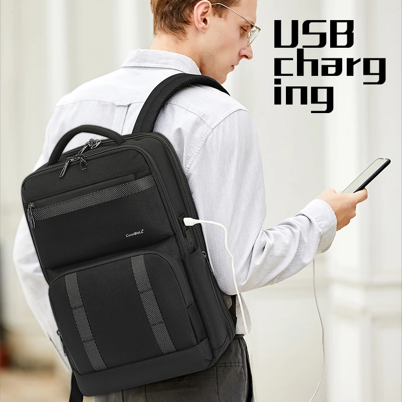 

CoolBELL Men's 15-inch Business Shockproof Compartment Laptop Backpack Large Capacity Usb Charging Port Travel Business Backpack