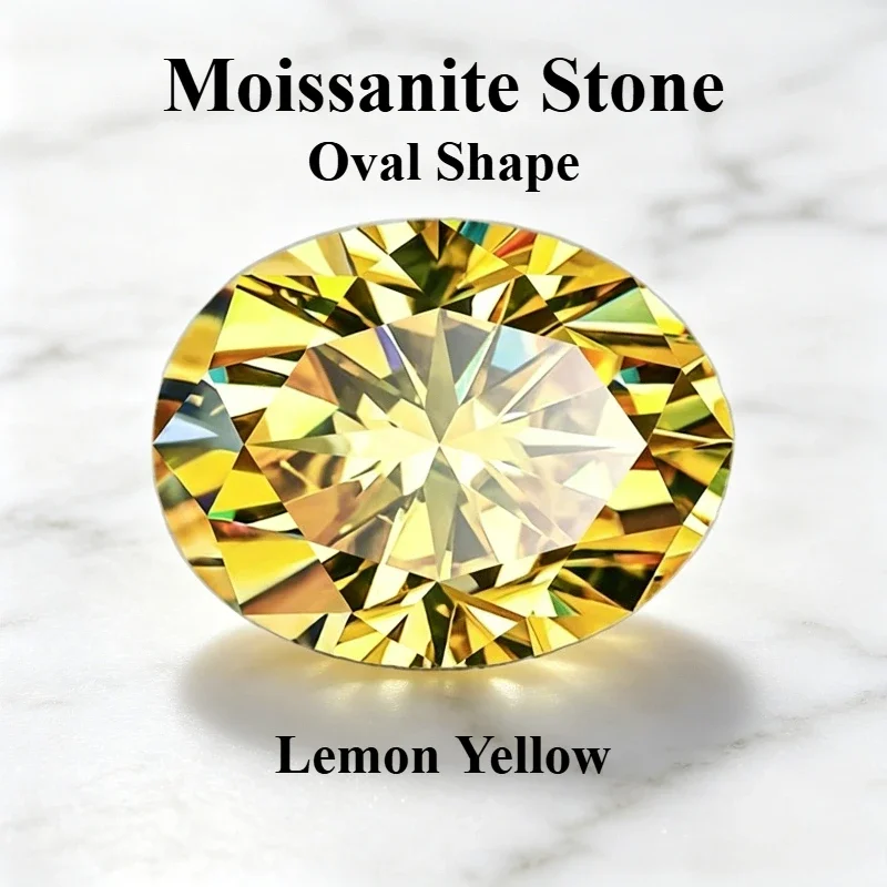 Moissanite Stone Oval Cut Multiple Color Charms Gemstone for DIY Jewelry Making Materials Pass Diamond Tester with Certificate