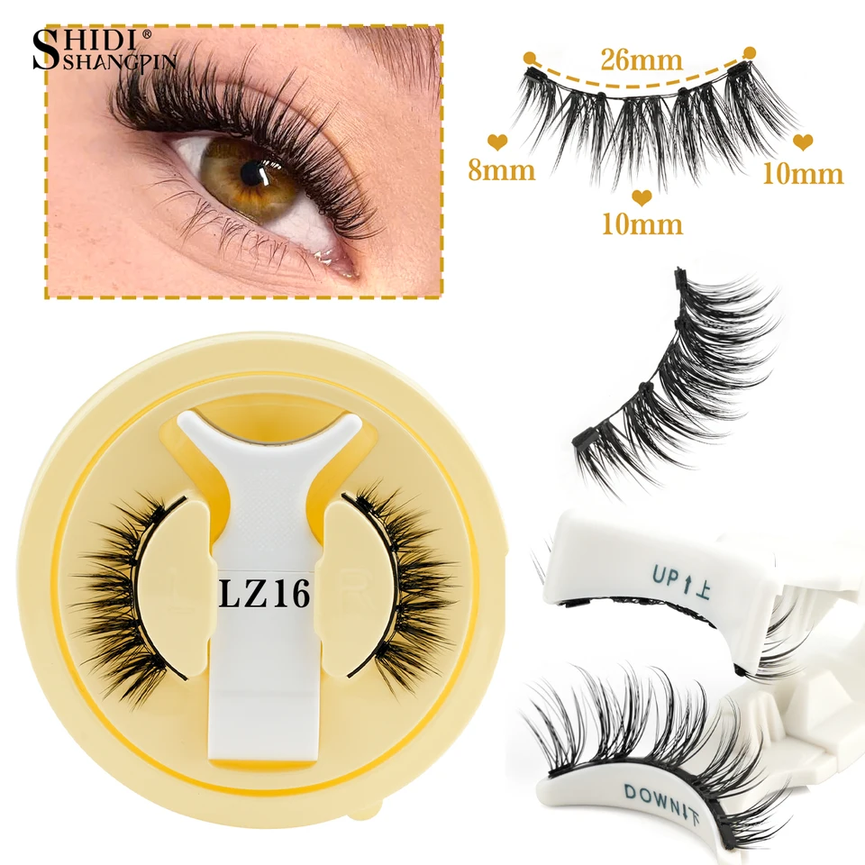 Kit de Pestañas Magnéticas Reutilizables con Pinzas Magnéticas Herramienta Maquillaje Hechas a Mano Esponjosas Faux Mink Naturales Largas Postizas 2