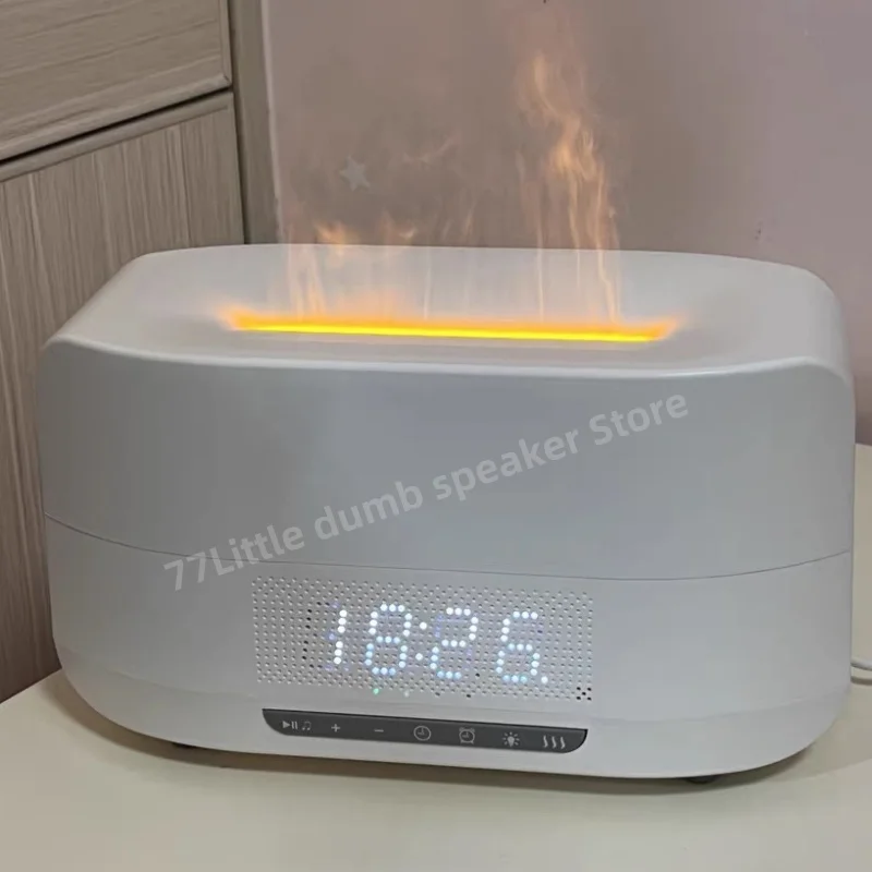 

Simulated flame aromatherapy humidifier Bluetooth speaker with ambient lighting clock display IPX3 waterproof 5.3 Bluetooth