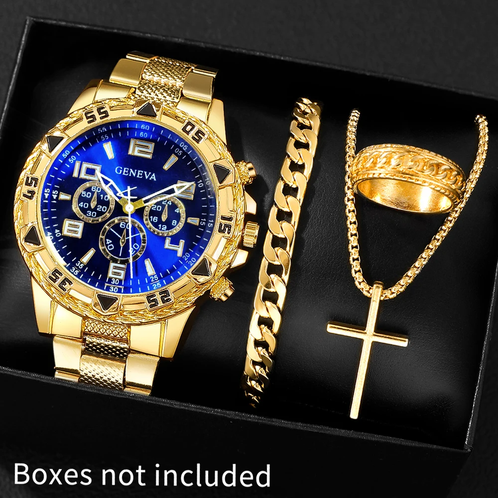 4Pcs Fashion Men's Watch Set, Simple & Stylish, Gift For Halloween, Graduation Season, Anniversary, Birthday