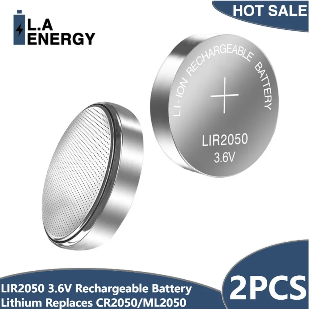 2PCS LIR2050 3.6V Rechargeable Battery Lithium Button Coin Cell Batteries Watch Cells LIR 2032 Replaces CR2050/ML2050