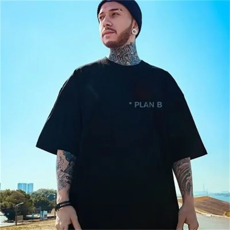 PLAN A Funny Graphic Tshirt For Men Casual Cotton Comfortable T-Shirt Fashion Vintage y2k Tee Shirts Oversized Streetwear Tops