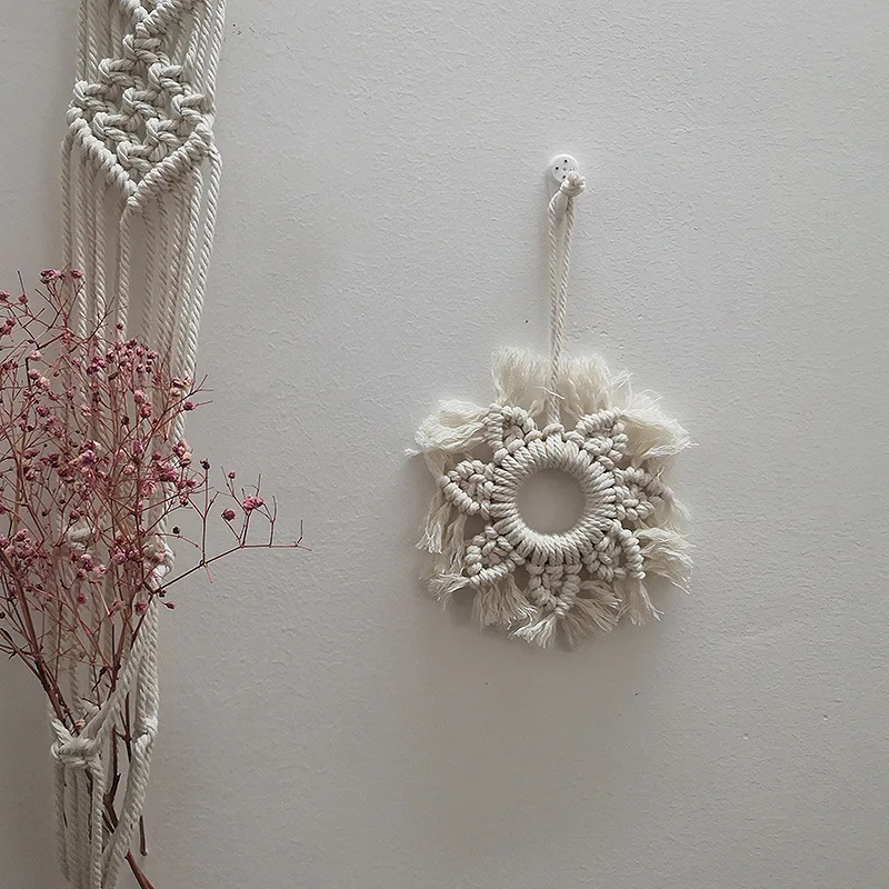 Ins Nordic Style Hand Woven Cotton Star Wall Hanging Christmas Decor Ornament Home Wall Art Xmas Gift - view 4