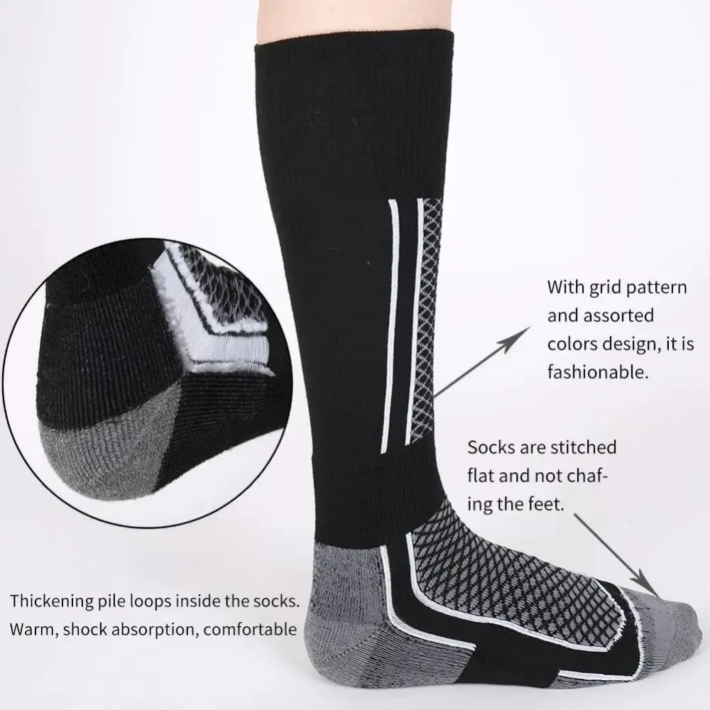 1 Pair Hiking Ski Socks Waterproof Educed Pressure Socks for Cycling Camping Fishing Unisex Sports Socks Winter Snow Warm Sock