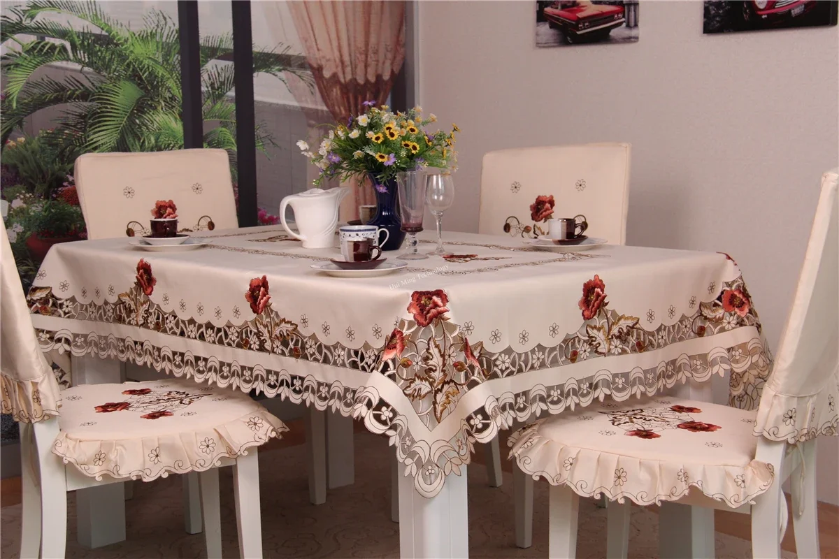 Europe Luxury Embroidered Tablecloth Table Dining Table Cover Table Cloth Wedding Flower Chair Cover Textile Table Decoration