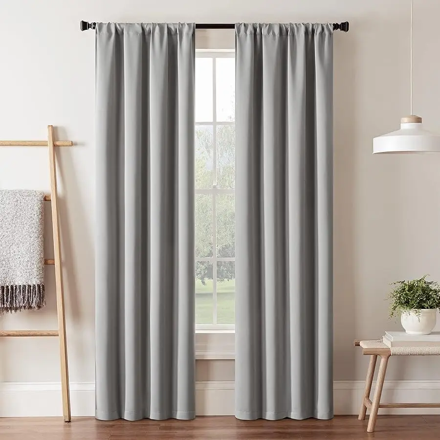 

Blackout Curtains for Bedroom-Darrell 37" x 84" Insulated Darkening Single Panel Rod Pocket Window Treatment Li ing Room, Grey