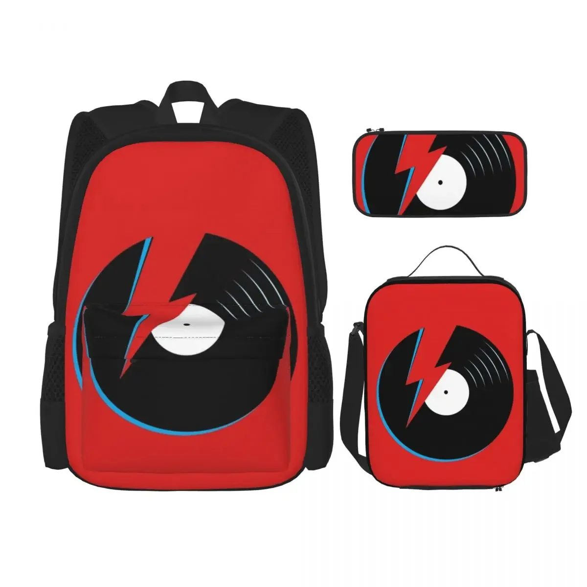 Bowie Ziggy Backpacks Boys Girls Bookbag Students School Bags Cartoon Kids Rucksack Lunch Bag Pen Bag Three-Piece Set