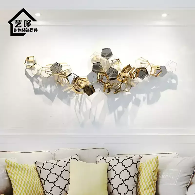 wall decoration three-dimensional pendant entrance restaurant wall decoration light luxury metal wall decoration