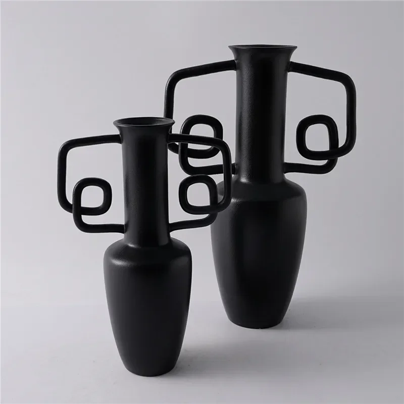 Nordic Ceramic Vase Modern Minimalist Flower Pot Creative Ring Handle Home Decor Living Room Ornament Artistic Tableware