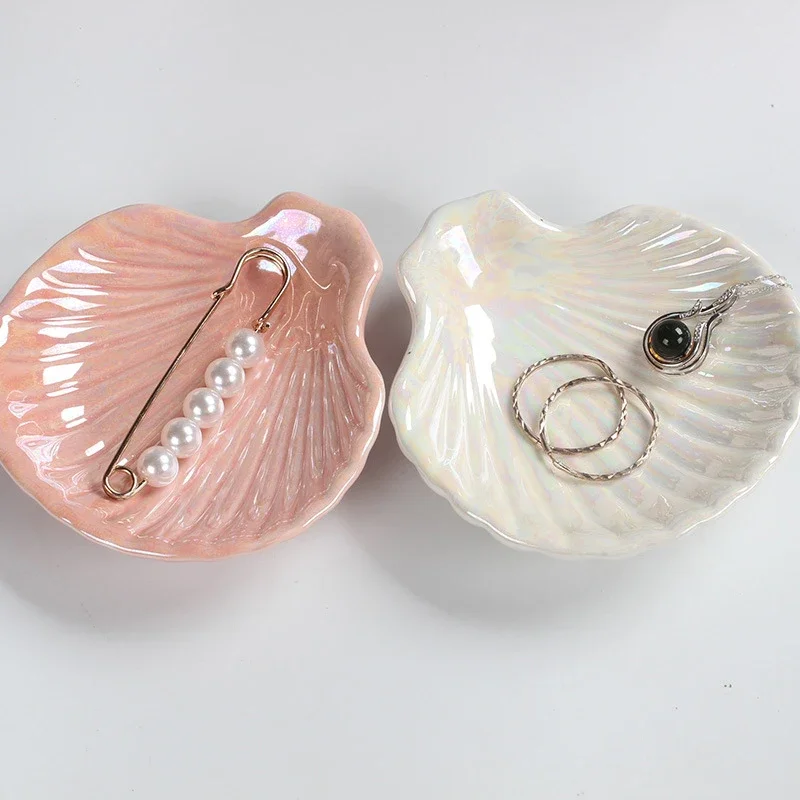 Shell Jewelry Dish Tray For Women Seashell Shape Trinket Dish For Rings Earrings Bracelets Mothers Day Birthday Home Decor